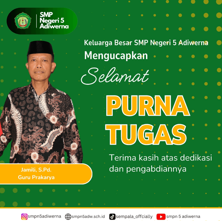 Selamat purna tugas Bapak Jamili, S.Pd. Guru Prakarya